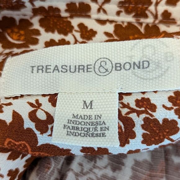 Treasure & Bond Rust and White Patterned Pull Over Blouse Top NWT - Picture 6 of 7